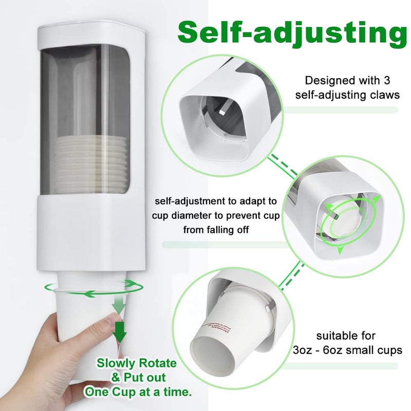 haqaf Cup Dispenser Wall Mounted Bathroom Cup Holder  3oz-5oz Disposable Paper Cup Plastic Cup Dispenser  Water Cooler Dispenser Cup Holder with Paste Plate for Home Office Hospital Gym - Image 4